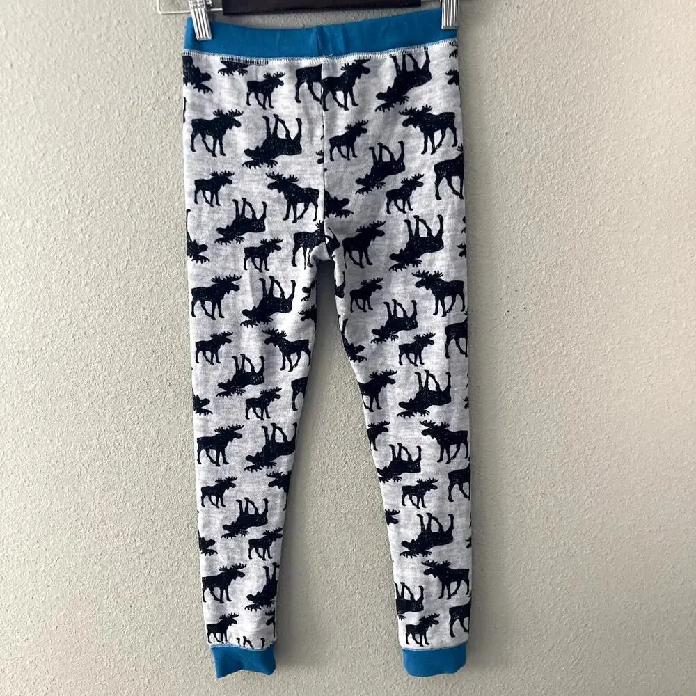 Sleep On It Moose Knit Two Piece Pajama Set - Gray Black Blue - 8